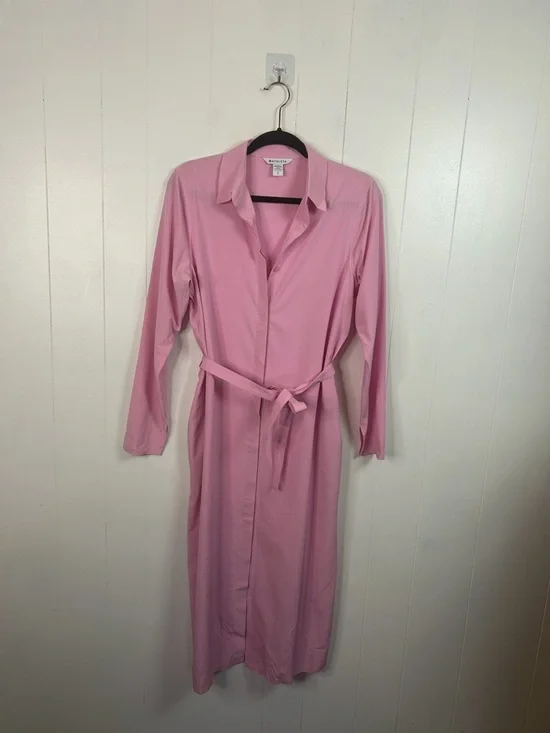 Athleta Urbanite Pink Shirt Dress Long Sleeve Midi Size Small Summer Athleisure - Picture 3 of 13